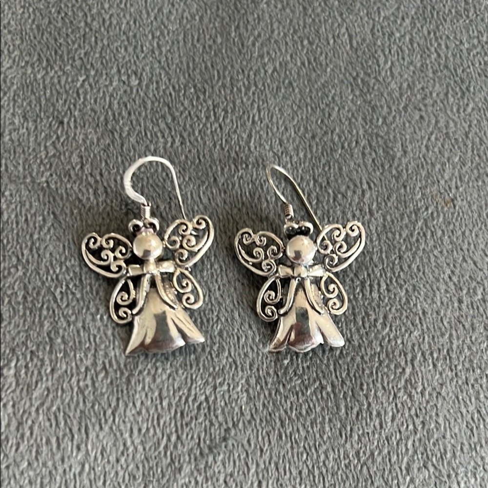 Silver angel earrings